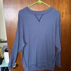 Aerie Navy Waffle Knit Top
